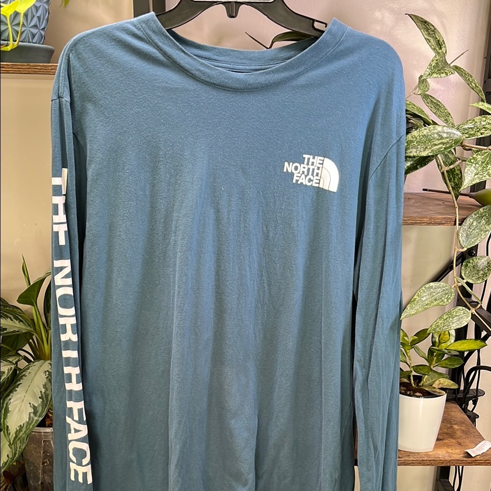 The North Face Blue Long Sleeve Tee with Sleeve Branding